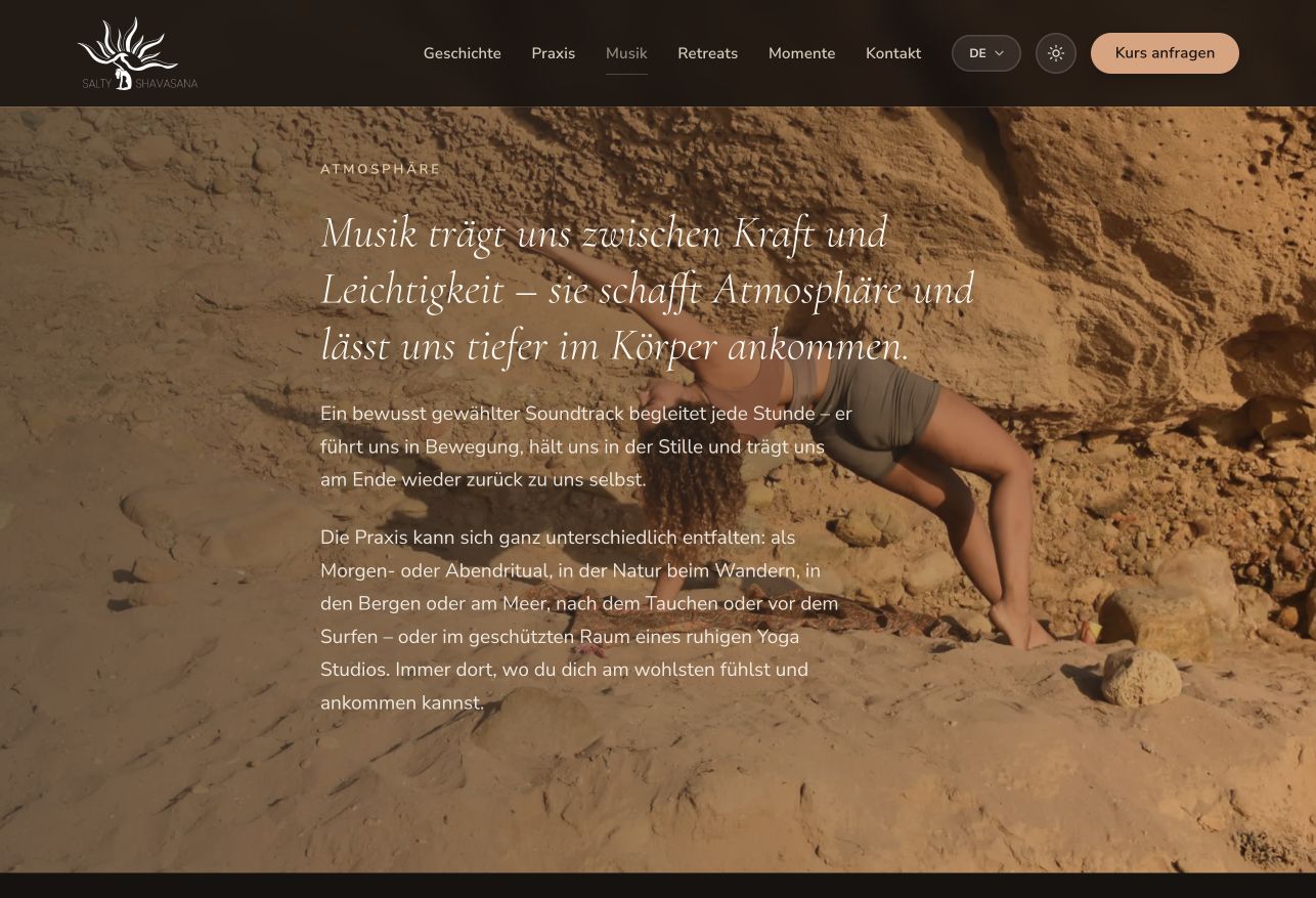 Nina Pfatischer Yoga website music and practice section