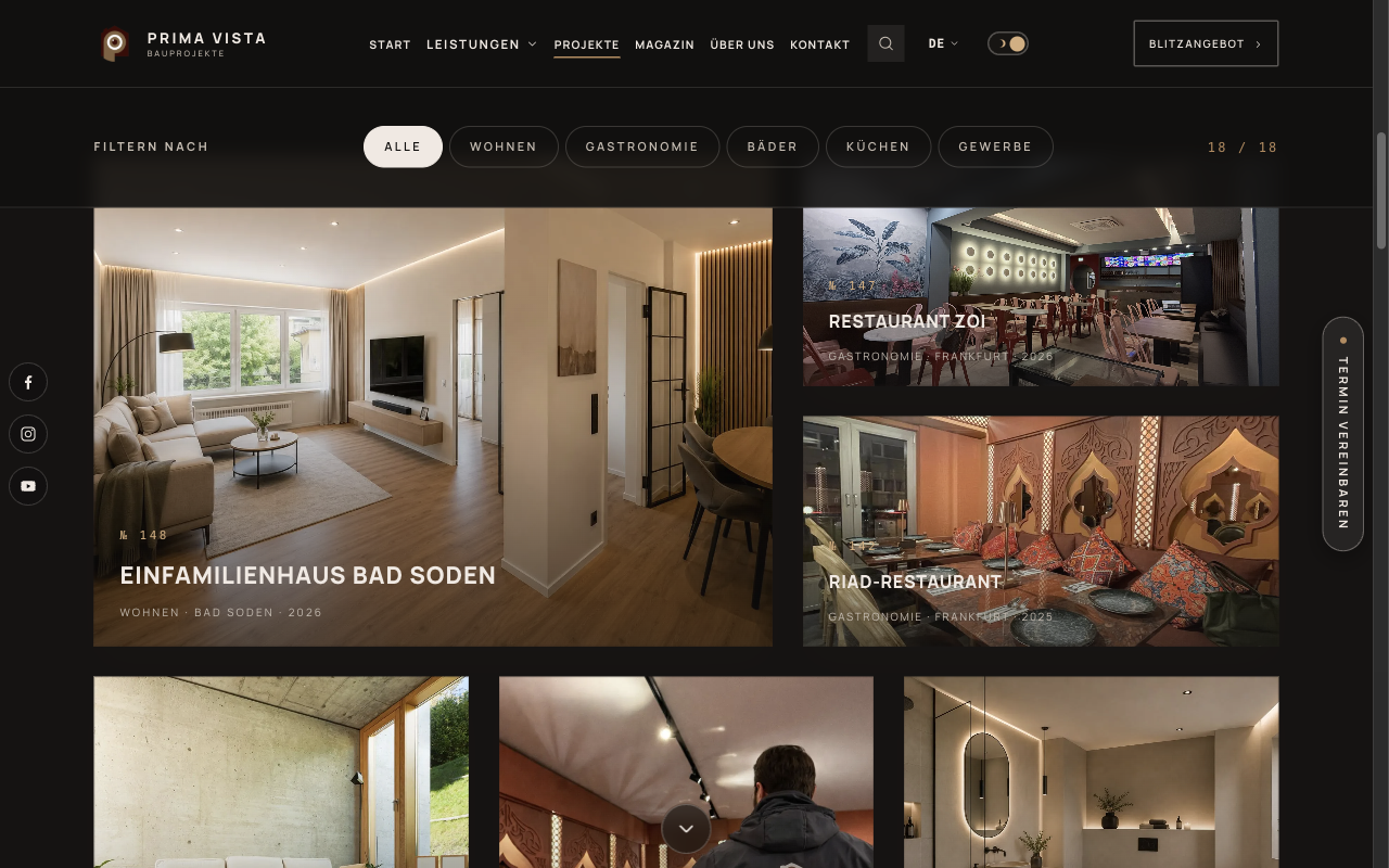 Prima Vista website project gallery