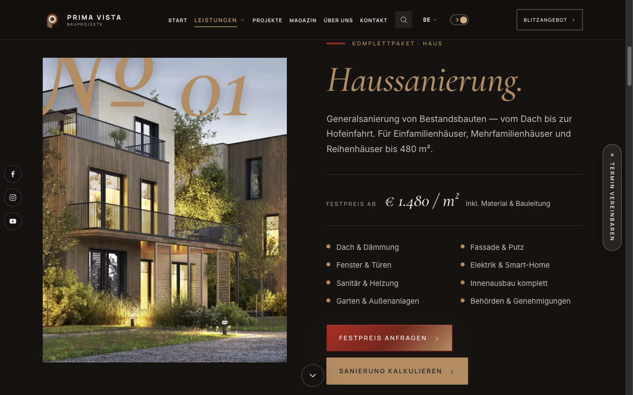 Prima Vista website renovation services
